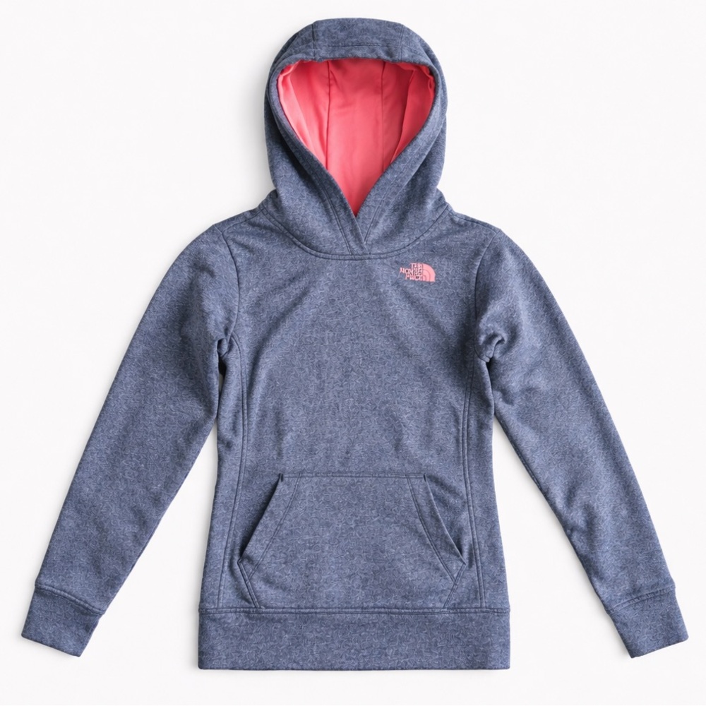 The North Face Hoodie Long Fleece Lined Sweatshirt Heather Gray Pink Lined XS